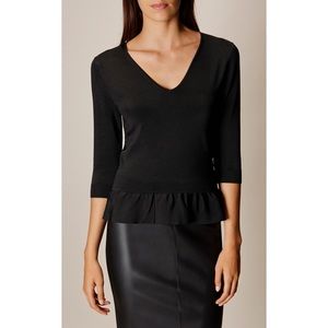 NWT Karen Millen Black Frill Hem Knit